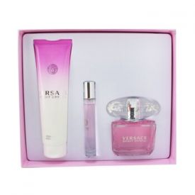 GIFT SET - VERSACE BRIGHT CRYSTAL 3OZ EDT SPR "3PCS " (WITH BAG) -WOMEN