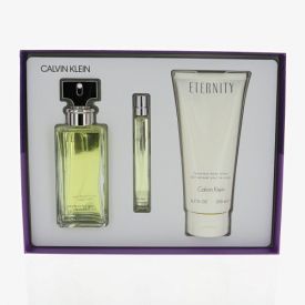 GIFT SET - CALVIN KLEIN "ETERNITY" 3.3OZ EDP SPR+ MINI + B/L "3PCS" WOMEN