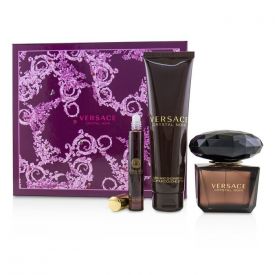GIFT SET - VERSACE CRYSTAL NOIR 3OZ EDP SPR "3PCS" -WOMEN (HARD BOX)