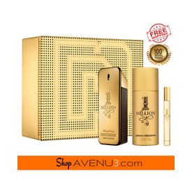 GIFT SET - PACO RABANNE "ONE MILLION" 3.4OZ EDT SPR + MINI + S/G "3PCS" MEN (METAL)